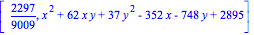 [2297/9009, x^2+62*x*y+37*y^2-352*x-748*y+2895]